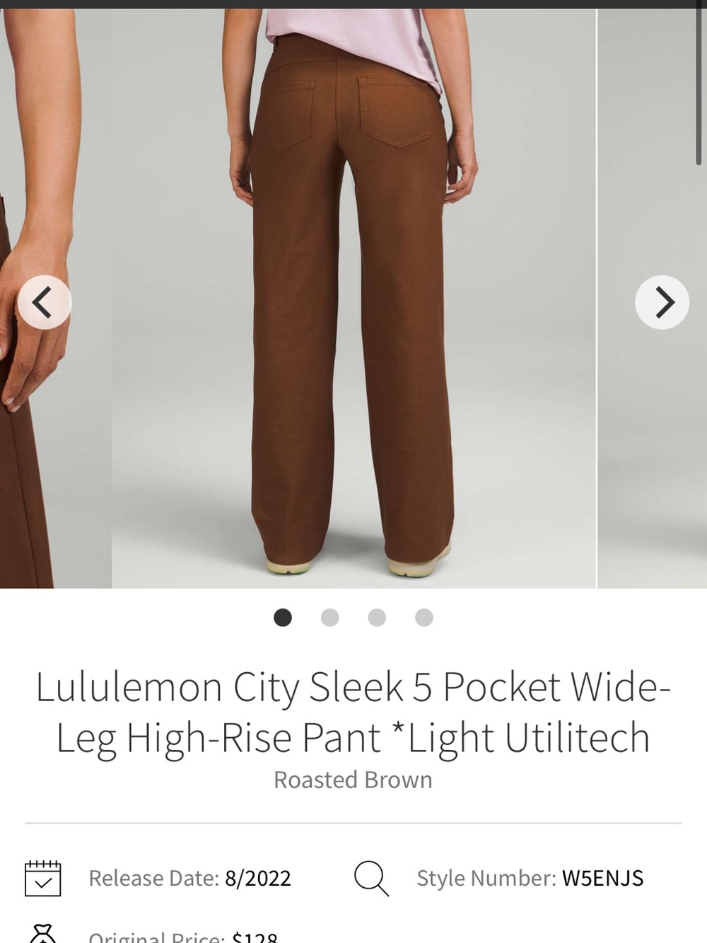 lululemon athletica Wide‑Leg High‑Rise Pants — Roasted Brown